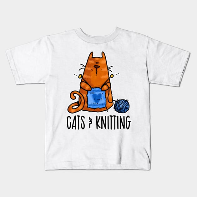 Cats & Knitting Kids T-Shirt by Corrie Kuipers